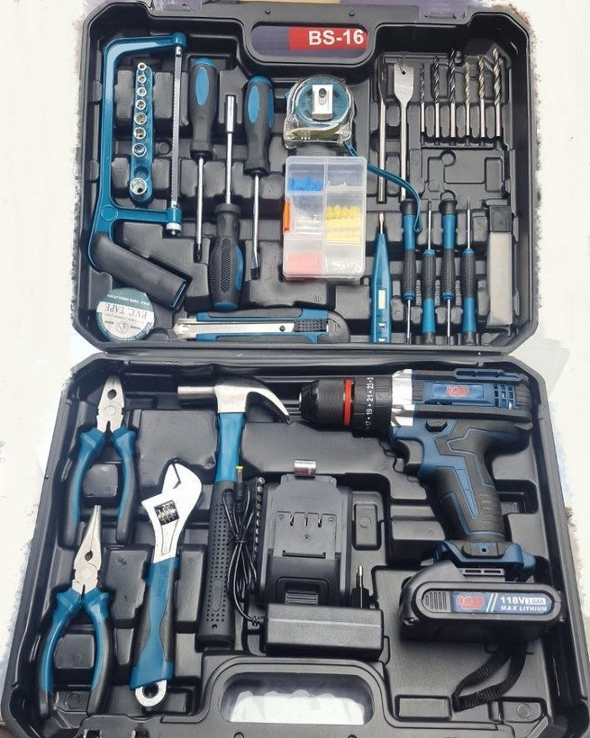 دریل شارژی باس مدل 118ولت 2باطری سه نظام فلزی